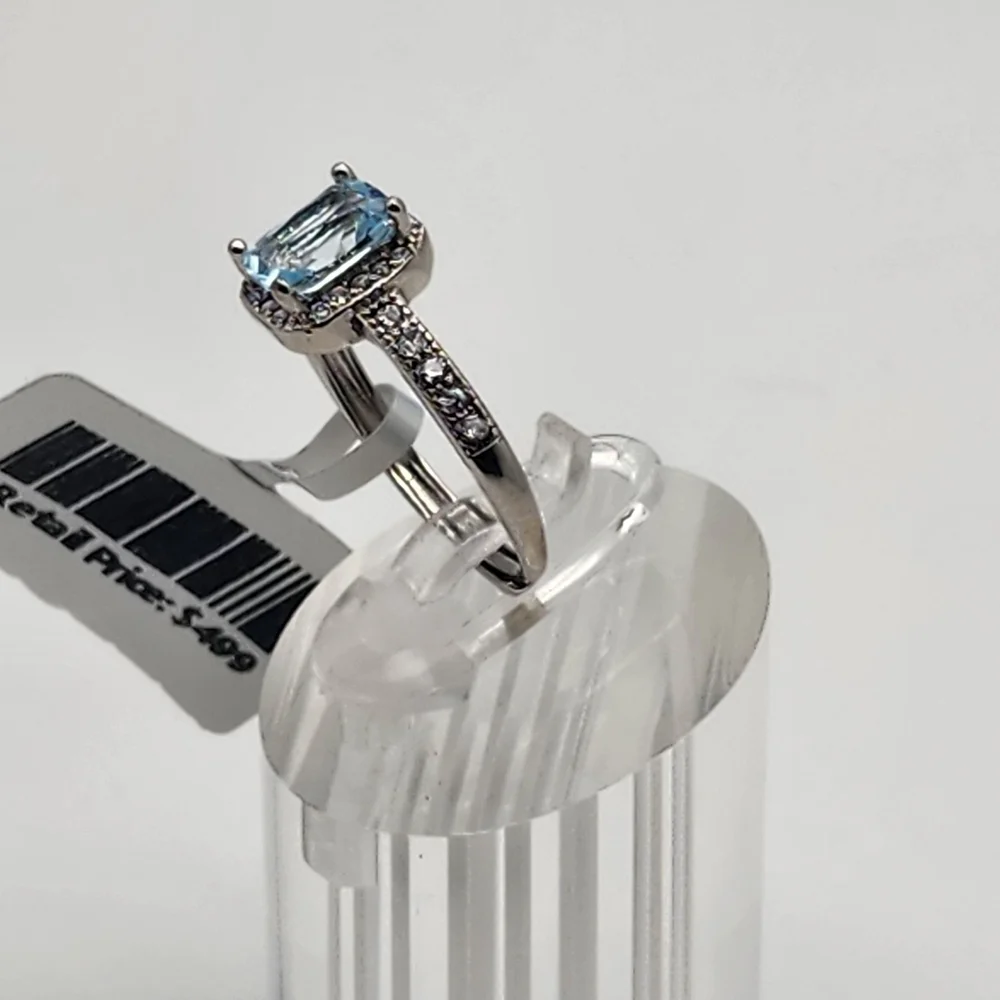 NWT Sterling Silver & Natural Sky Blue Topaz Adjustable Ring - Picture 3 of 7